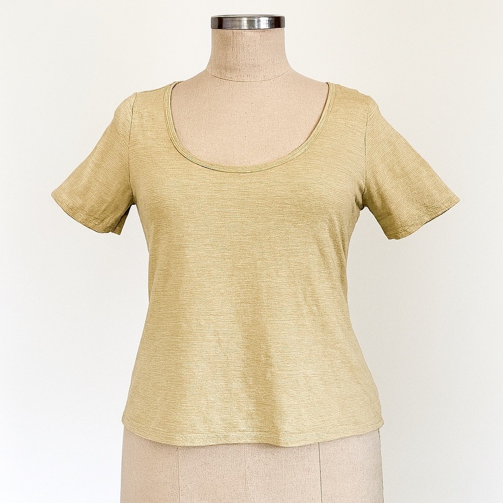 Patagonia T-Shirt Women's XL Butter‎ Yellow Short Sleeve Casual Top Stripe